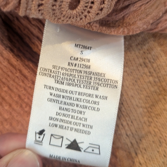 Miss Me Crochet Henley Tank Top Coral Sleeveless Button Up Sz Sm - Picture 8 of 9